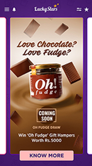 LuckyStars App - Win 'Oh Fudge' Gift Hampers Worth Rs.5000